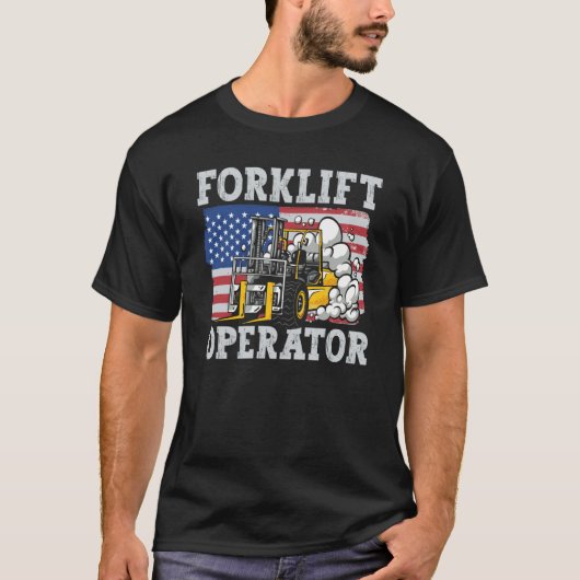 Us Flag Forklift Operator T-Shirt (Vorderseite)