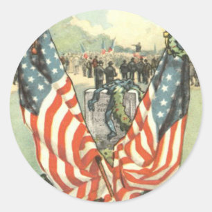 US-Flag-Grabstein-Bürgerkrieg-Parade Runder Aufkleber