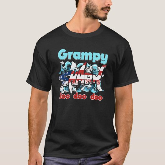 US Flag Grampy Shark Doo Doo 4. Juli T-Shirt (Vorderseite)