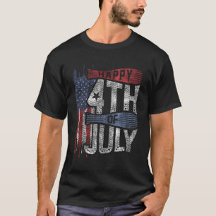 US Flag Happy 4. Juli Patriotische Amerikanerin T-Shirt