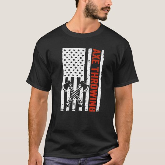 US Flag Hatchet Ax Throwing T-Shirt (Vorderseite)