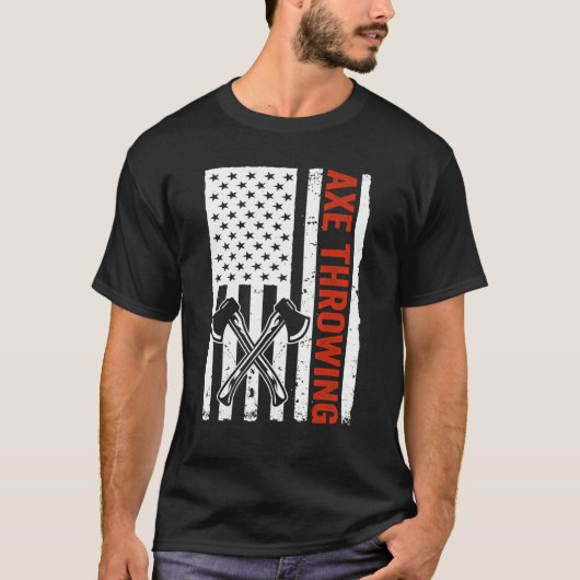 US Flag Hatchet Ax Throwing T-Shirt (Vorderseite)