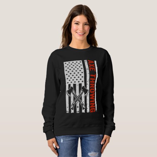 US Flag Hatchet Axe Throwing Sweatshirt (Vorne ganz)