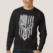 US Flag Hirsche Jäger Antler Vater Jagd Vater Sweatshirt (Vorderseite)