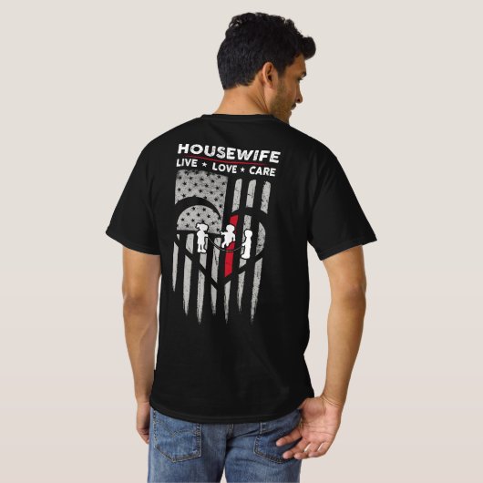 US Flag Housefrau Decal T-Shirt (Schwarz voll)