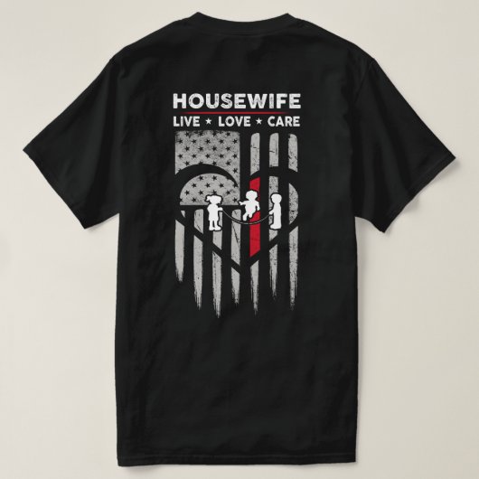 US Flag Housefrau Decal T-Shirt (Design Rückseite)