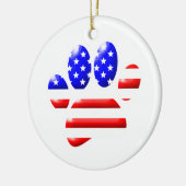 US Flag Hunde Pfoten drucken rot und weiß Keramik Ornament (Links)