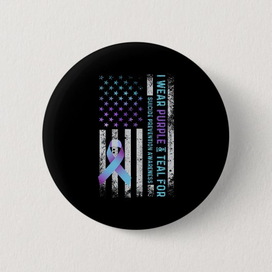 Us Flag I Wear Purple And Teal Suicide Prevention Button (Vorderseite)