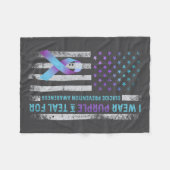 Us Flag I Wear Purple And Teal Suicide Prevention Fleecedecke (Vorderseite (Horizontal))