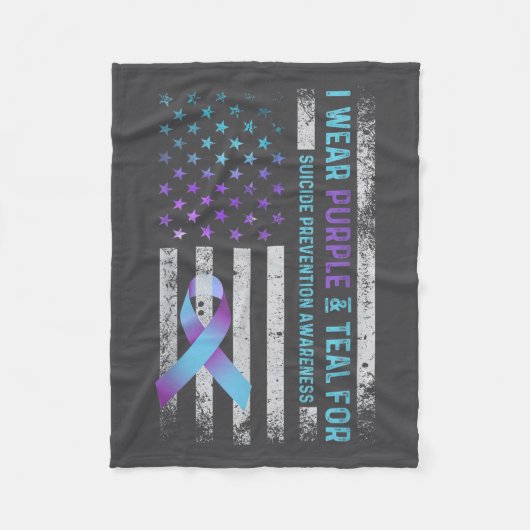 Us Flag I Wear Purple And Teal Suicide Prevention Fleecedecke (Vorderseite)