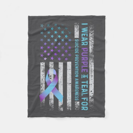 Us Flag I Wear Purple And Teal Suicide Prevention Fleecedecke (Vorderseite)