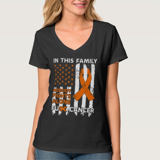 US flag in this family nobody fights alone orange T-Shirt (Vorderseite)