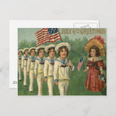 US Flag Parade Navy Uniform 4. Juli Postkarte (Vorne/Hinten)