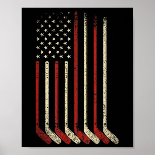 US Flag Patriotic American Hockey Player Ice Hocke Poster (Vorne)