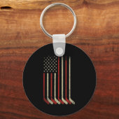 US Flag Patriotic American Hockey Player Ice Hocke Schlüsselanhänger (Vorderseite)