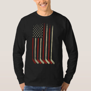 US Flag Patriotic American Hockey Player Ice Hocke T-Shirt