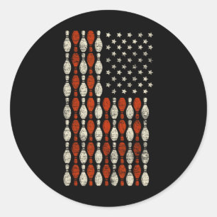 US Flag Patriotic Proud American Bowler Geschenk B Runder Aufkleber