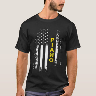 US Flag Piano American Flag Pianist Music Joke T-Shirt