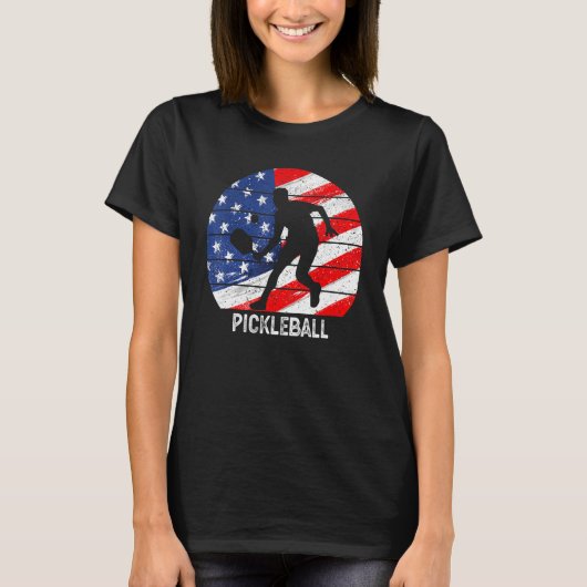 US Flag Pickleball Player Paddleball Lover Men Wom T-Shirt (Vorderseite)