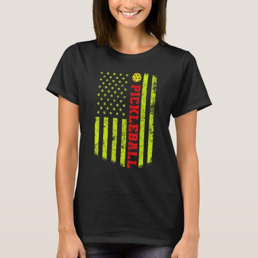 US Flag Pickleball Player Paddleball Lover T-Shirt (Vorderseite)