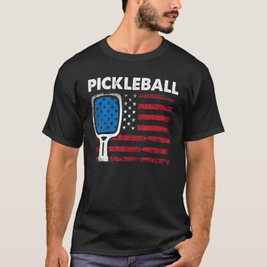 US Flag Pickleball Player Paddleball T-Shirt (Vorderseite)