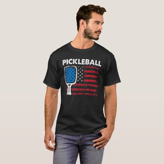 US Flag Pickleball Player Paddleball T-Shirt (Vorne ganz)