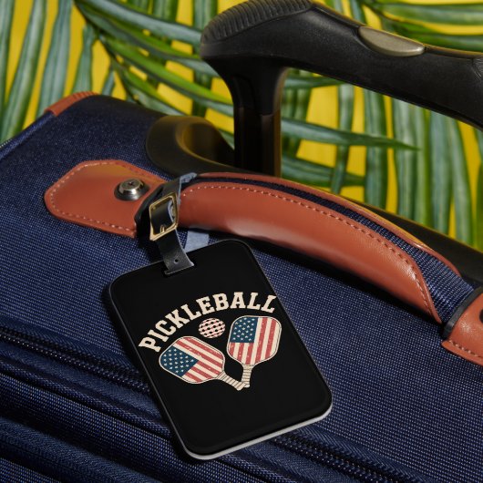 US-Flag-Pickleball-Spieler Gepäckanhänger (Vorderseite Insitu 1)