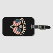 US-Flag-Pickleball-Spieler Gepäckanhänger (Vorderseite (Horizontal))