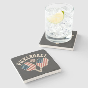 US-Flag-Pickleball-Spieler Steinuntersetzer