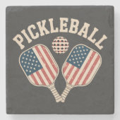 US-Flag-Pickleball-Spieler Steinuntersetzer (Vorderseite)