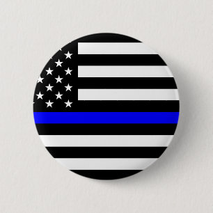 - US Flag Police ThBlue Line Button