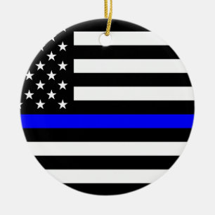 - US Flag Police ThBlue Line Keramikornament