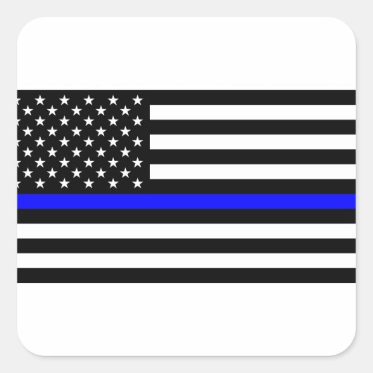 - US Flag Police ThBlue Line Quadratischer Aufkleber (Vorderseite)