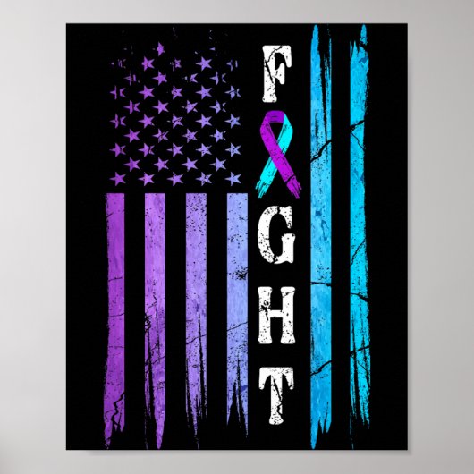 Us-Flag-Präventionsbewusstsein Kampf trage lila Poster (Vorne)