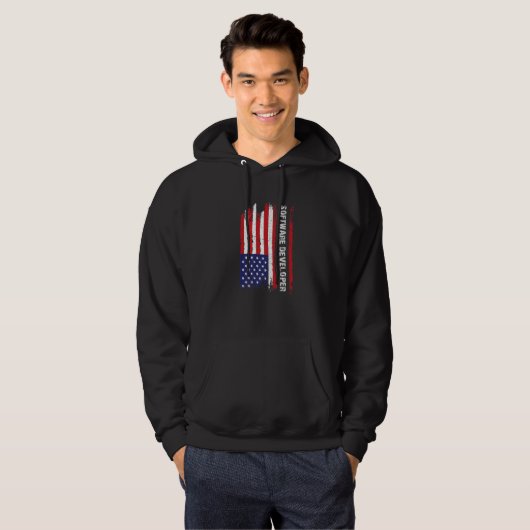 US-Flag-Programmierer Programmier-Experte Software Hoodie (Vorne ganz)