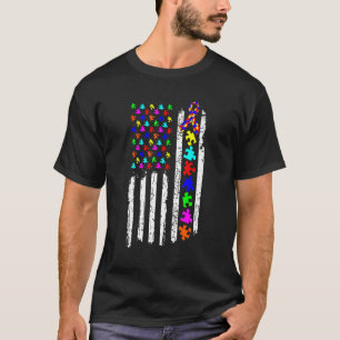 US-Flag-Puzzleteil-Band Autismus-Bewusstsein T-Shirt