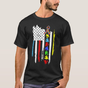 US-Flag-Puzzleteil-Band Autismus-Bewusstsein T-Shirt