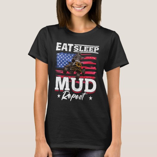 US Flag Quad ATV Eat sleep mud reapeat T-Shirt (Vorderseite)