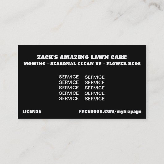 *~* US Flag Rasenmäher Schwarz-weiße Rasenpflege Visitenkarte (Rückseite)