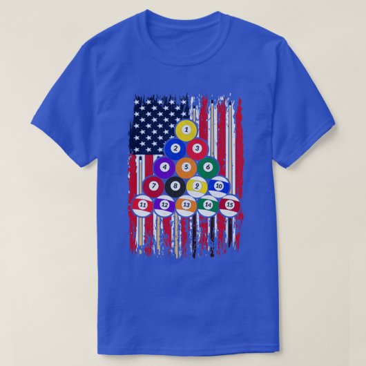 US Flag Snooker Player American Pool Billiard T-Shirt (Design vorne)