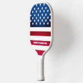 US Flag Stars and Stripes Personalized Pickleball Schläger (Links)