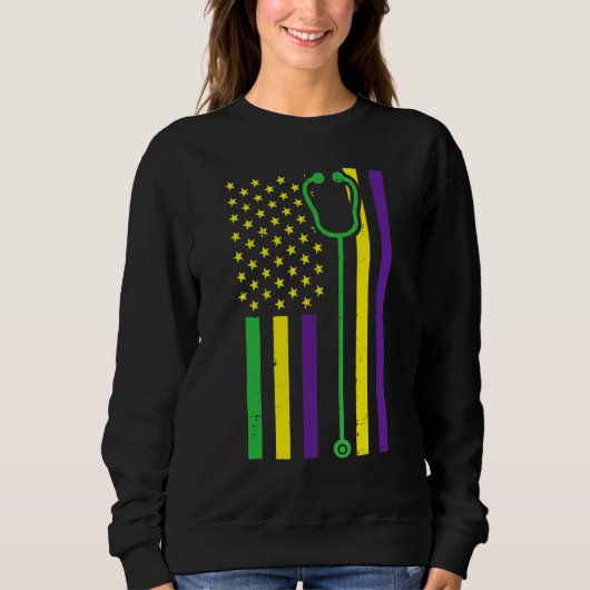 US Flag Stethoscope Patriotic Doctor Nurse Nusing  Sweatshirt (Vorderseite)