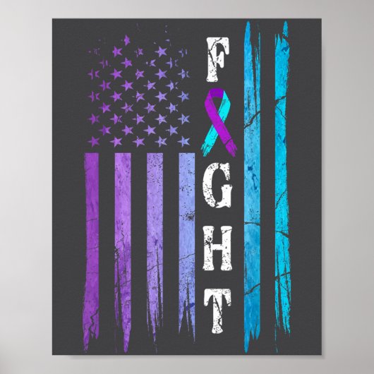 Us Flag Suicide Prevention Awareness Fight Wear Pu Poster (Vorne)