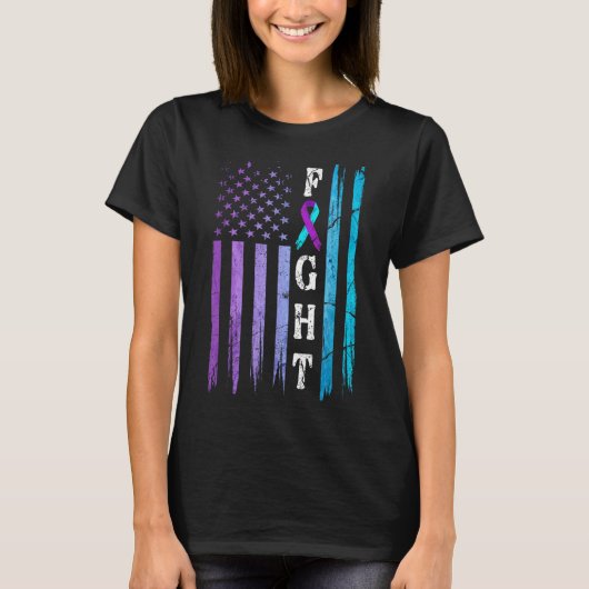 Us Flag Suicide Prevention Awareness Fight Wear Pu T-Shirt (Vorderseite)