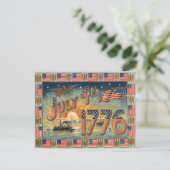 US Flag Sunrise Bald Eagle Ship Postkarte (Stehend Vorderseite)