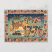 US Flag Sunrise Bald Eagle Ship Postkarte (Vorderseite)