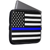 US Flag Thin Blue Line Grafik Laptopschutzhülle (Vorne Rechts)