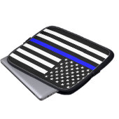US Flag Thin Blue Line Grafik Laptopschutzhülle (Vorne Knopf)