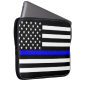 US Flag Thin Blue Line Grafik Laptopschutzhülle (Vorne Rechts)