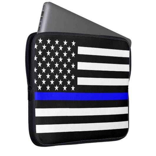 US Flag Thin Blue Line Grafik Laptopschutzhülle (Vorne Rechts)